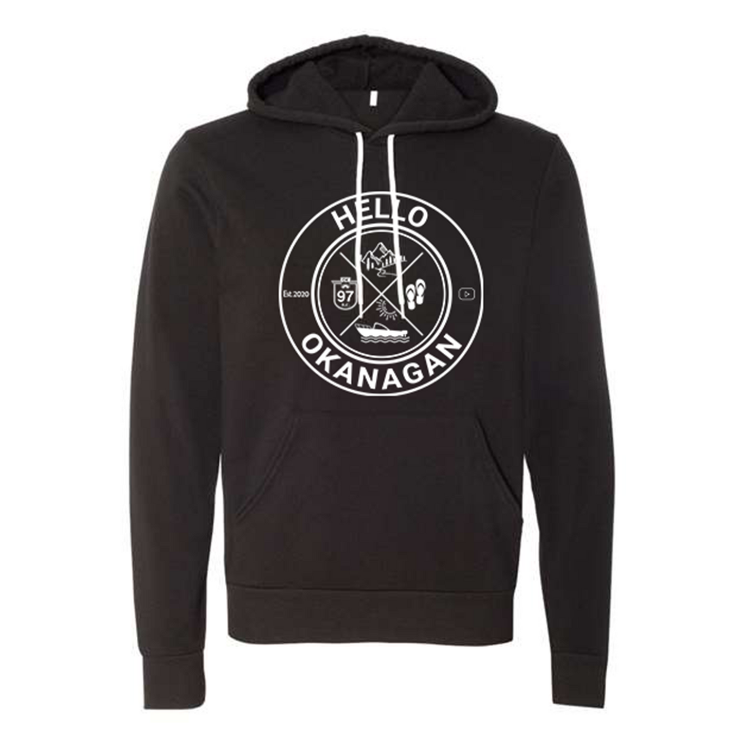 Hello Okanagan Adventure Black Unisex Hoodie