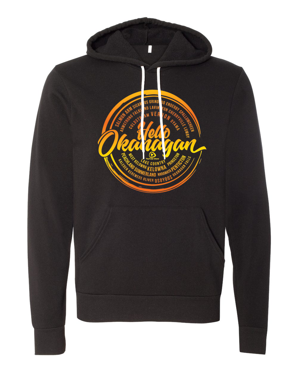Hello Okanagan Towns Sunset Black Hoodie