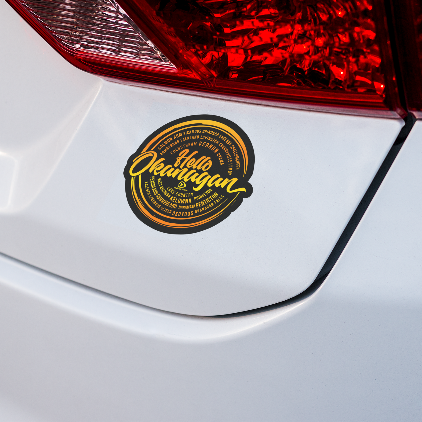 Hello Okanagan Towns Sunset 3" Vinyl Sticker