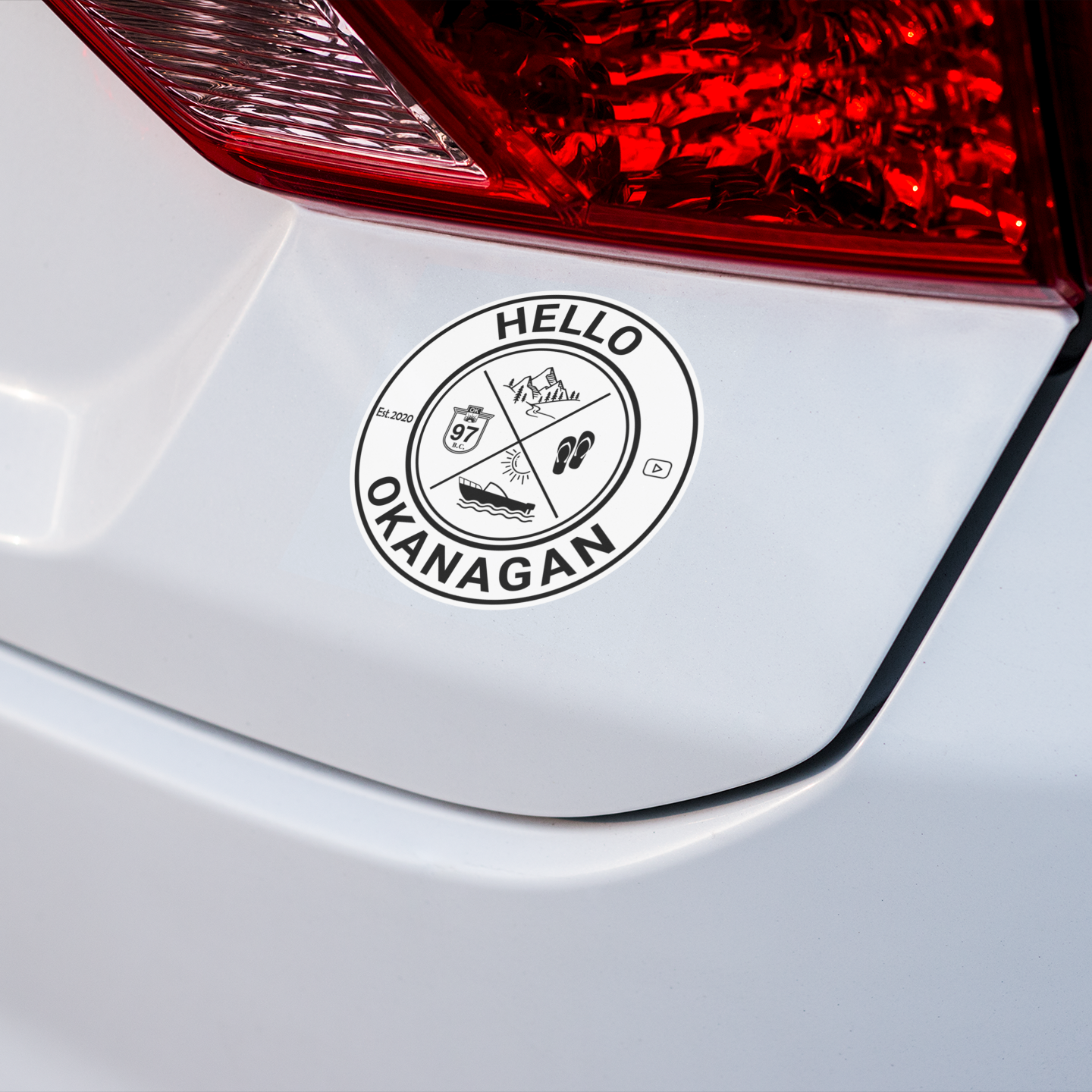 Hello Okanagan Adventure - Black 3" Vinyl Sticker