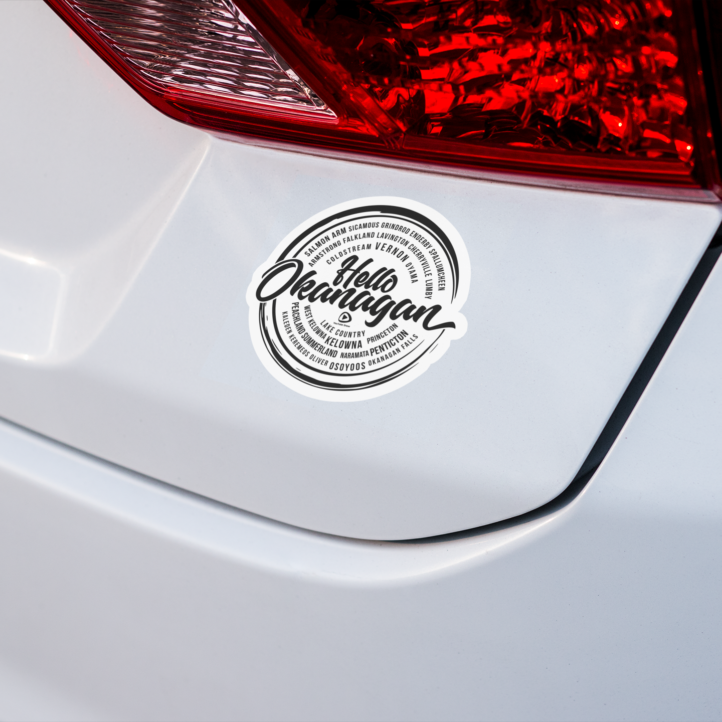 Hello Okanagan Towns Black 3" Vinyl Sticker