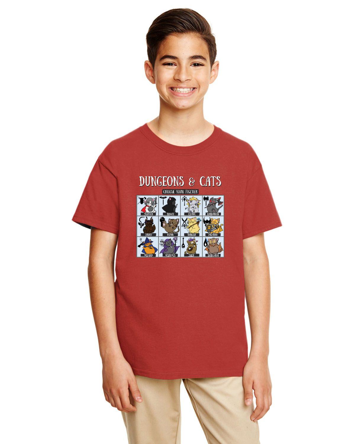 Dungeons and Cats Choose Your Fighter DnD RPG Unisex Youth T-shirt