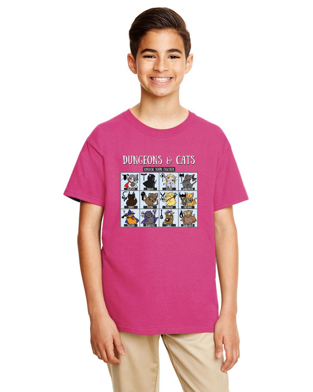 Dungeons and Cats Choose Your Fighter DnD RPG Unisex Youth T-shirt