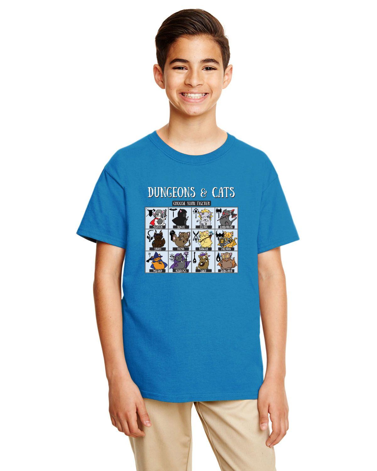 Dungeons and Cats Choose Your Fighter DnD RPG Unisex Youth T-shirt