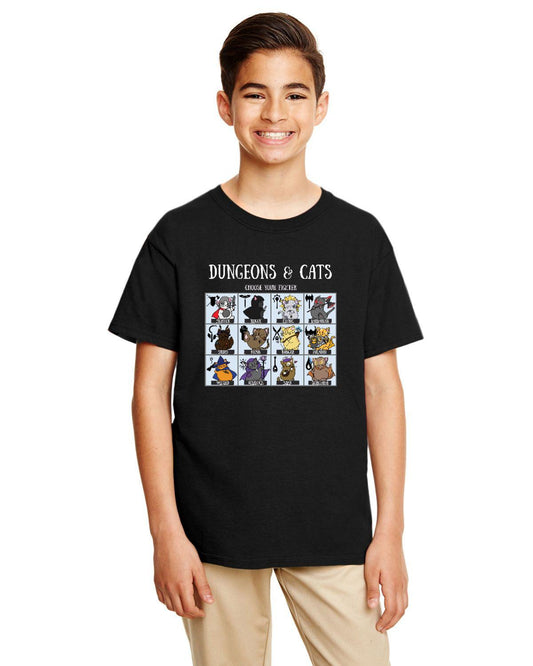 Dungeons and Cats Choose Your Fighter DnD RPG Unisex Youth T-shirt