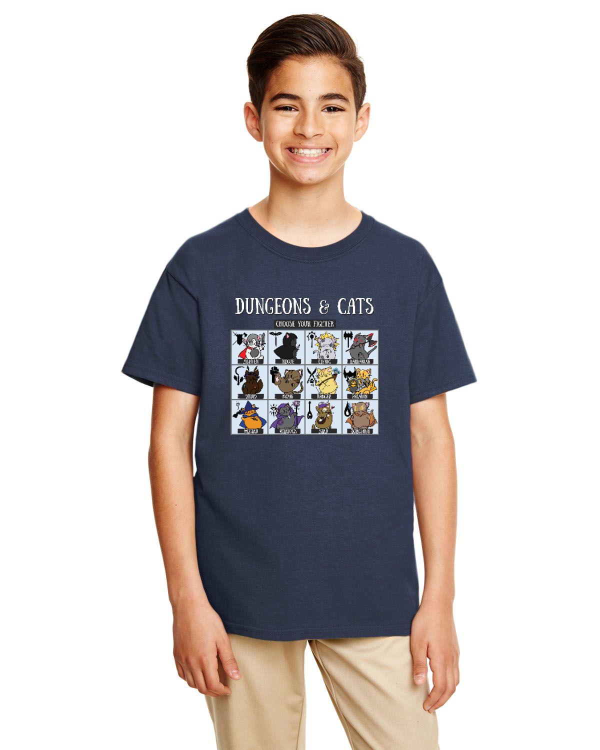Dungeons and Cats Choose Your Fighter DnD RPG Unisex Youth T-shirt