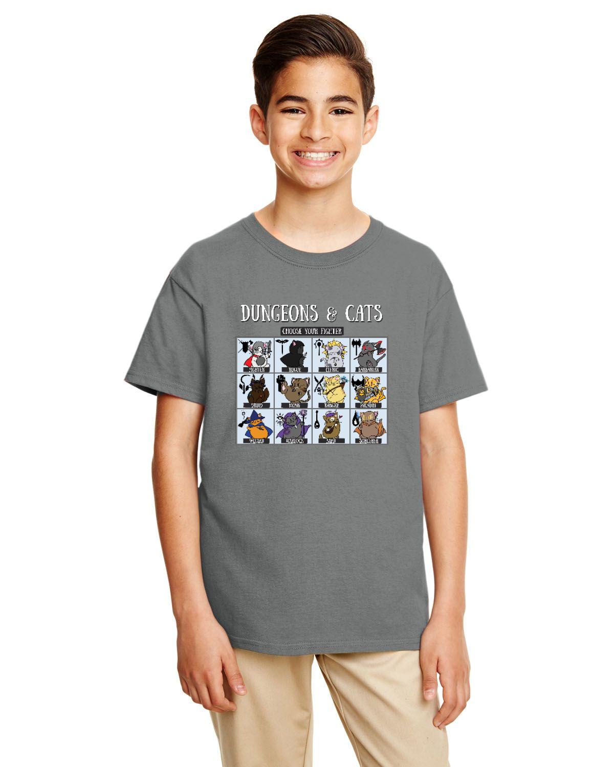 Dungeons and Cats Choose Your Fighter DnD RPG Unisex Youth T-shirt