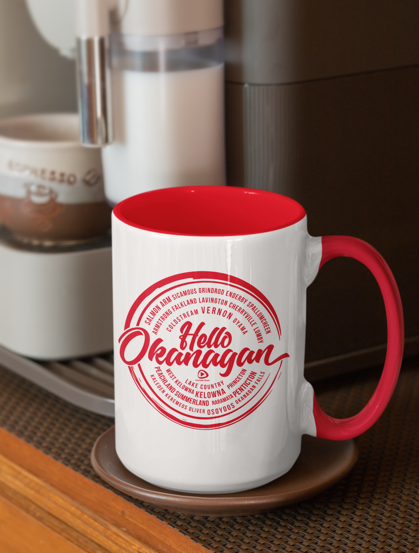 Hello Okanagan Towns Red 15oz Coffee Mug