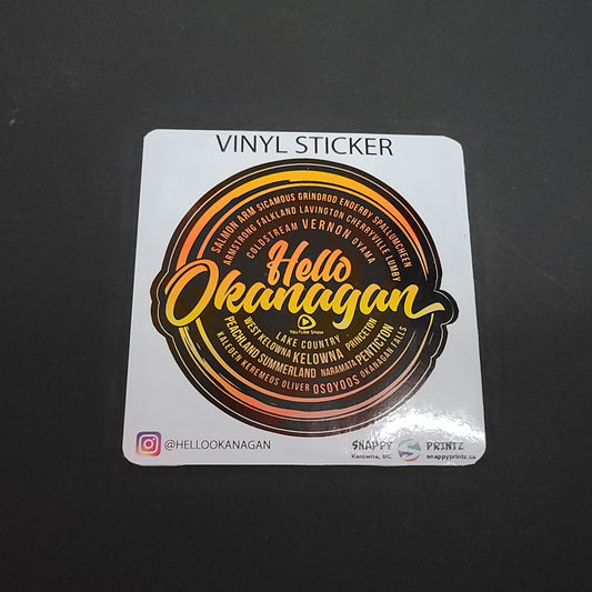 Hello Okanagan Towns Sunset 3" Vinyl Sticker