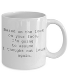thought out loud coffee mug