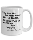 You Are The Luckiest Mom Awesome Son Mug