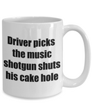 Driver picks the music coffee mug