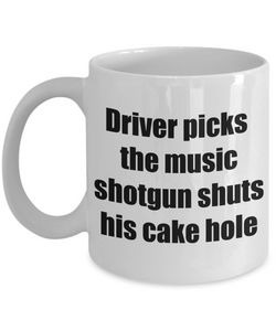 Driver picks the music coffee mug