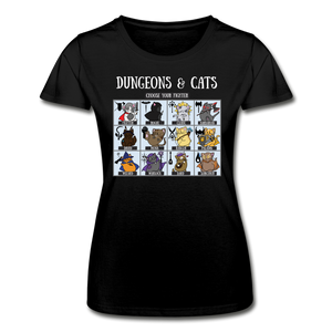 Dungeons and Dragons Cats Choose Your Fighter DnD RPG Ladies T-shirt - black
