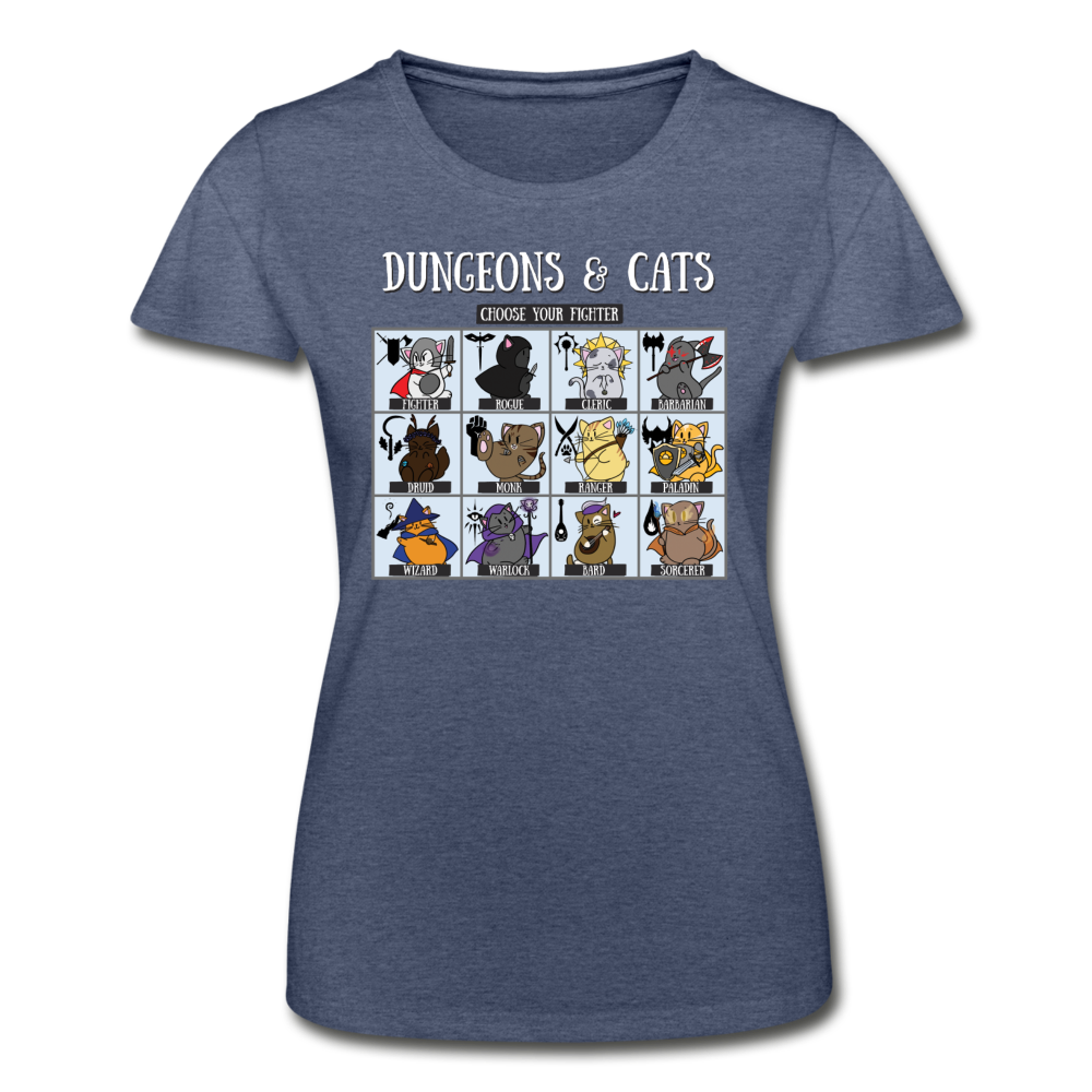 Dungeons and Dragons Cats Choose Your Fighter DnD RPG Ladies T-shirt - heather navy