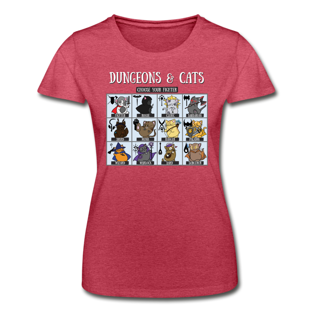 Dungeons and Dragons Cats Choose Your Fighter DnD RPG Ladies T-shirt - heather red