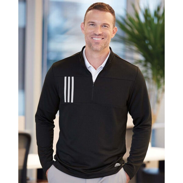 Men's 3-Stripes Double-Knit Quarter-Zip Pullover Thumbnail